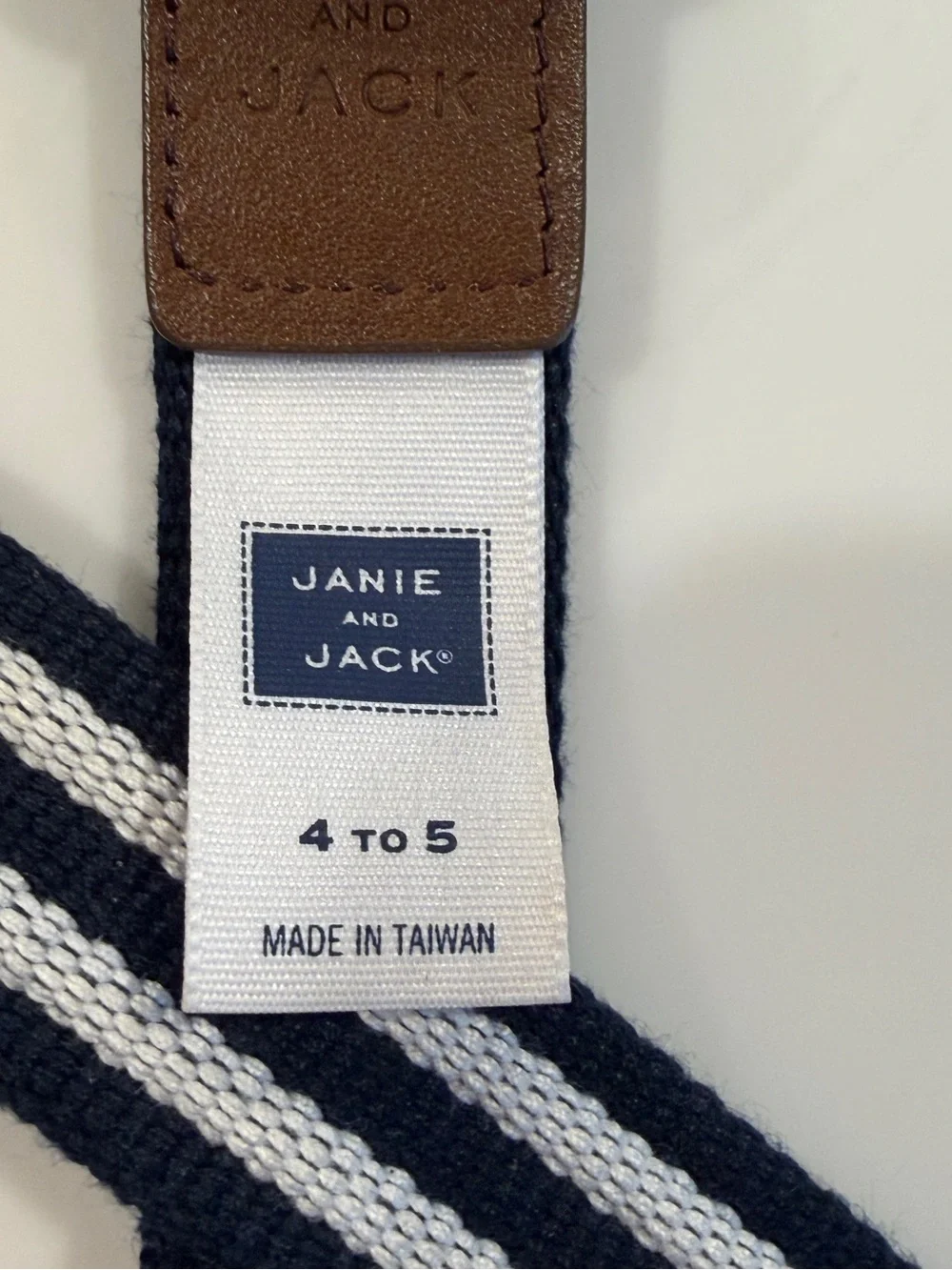 Janie and Jack Navy and White Striped Elastic Belt